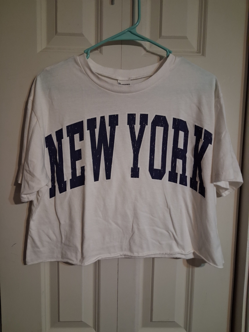 No Boundaries White Tee with Navy Logo